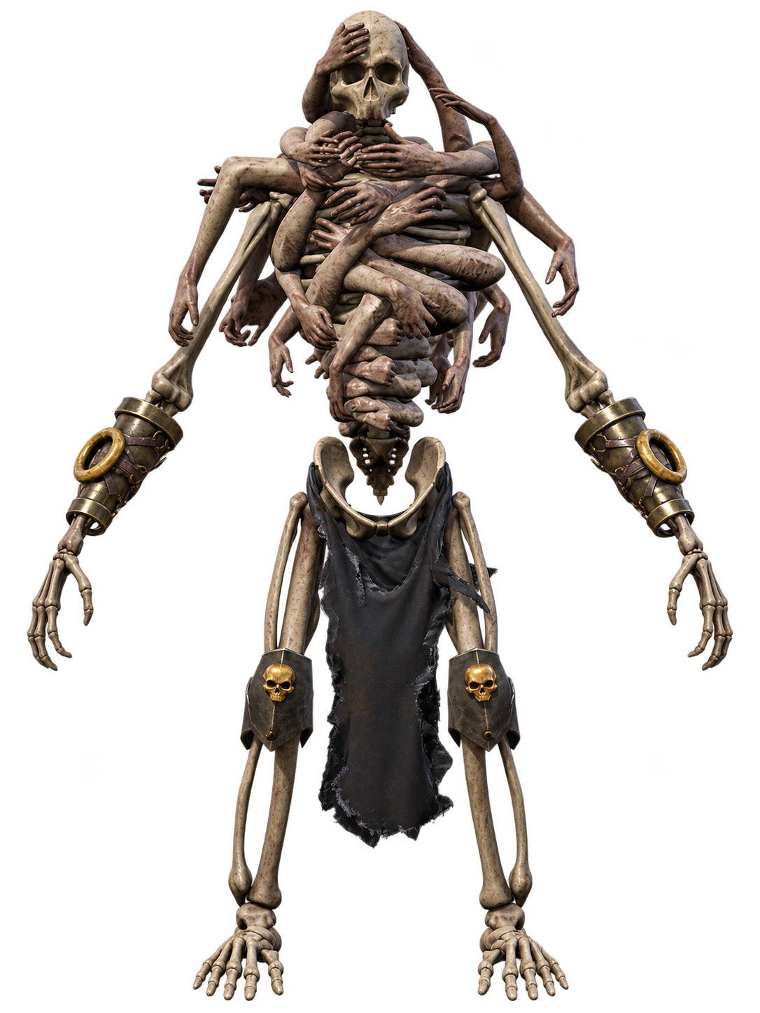 Skeletal enemy with intertwined arms around its torso